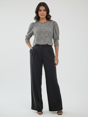 Calça Zara Wide Leg preta tamanho P