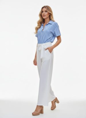 Calça Pantalona Branca Slim Fashion Tamanho G